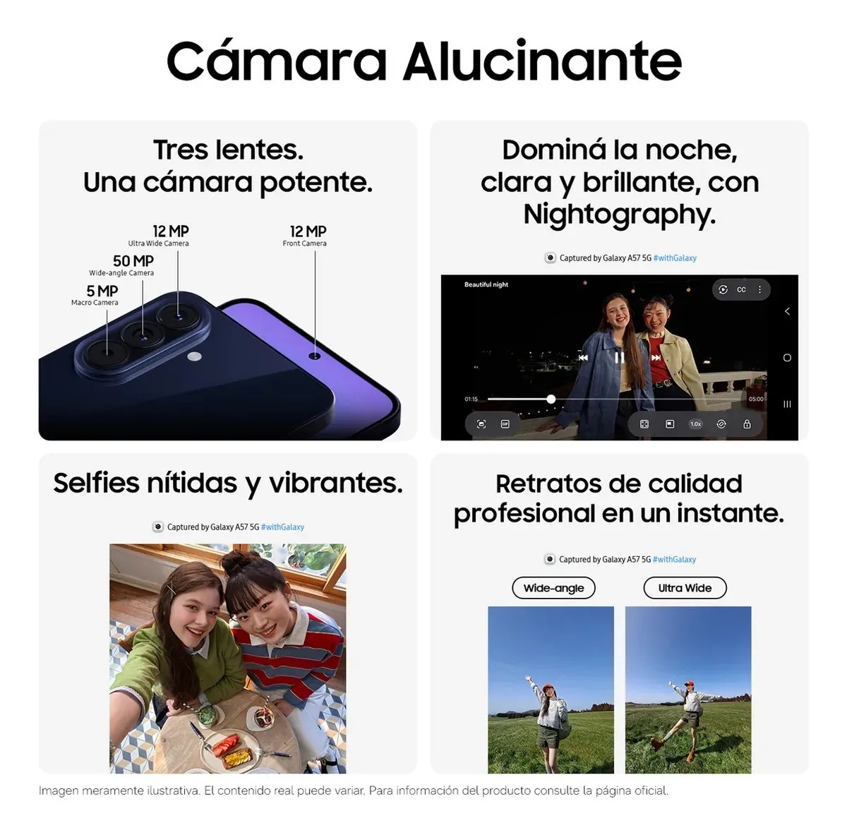 eléfono celular Samsung Galaxy A57 5G 256gb, 8gb Ram, características Ai gris oscuro
