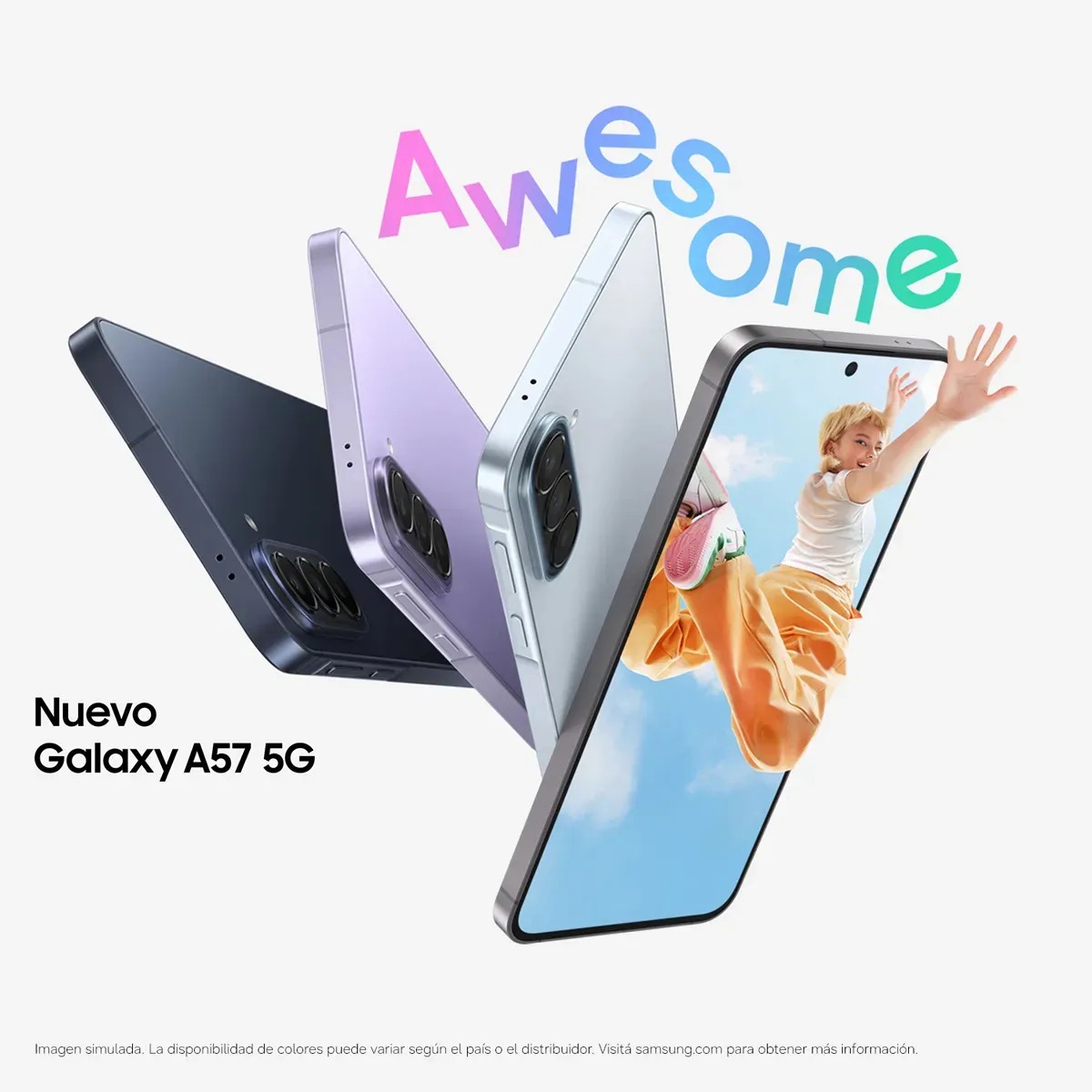 eléfono celular Samsung Galaxy A57 5G 256gb, 8gb Ram, características Ai gris oscuro