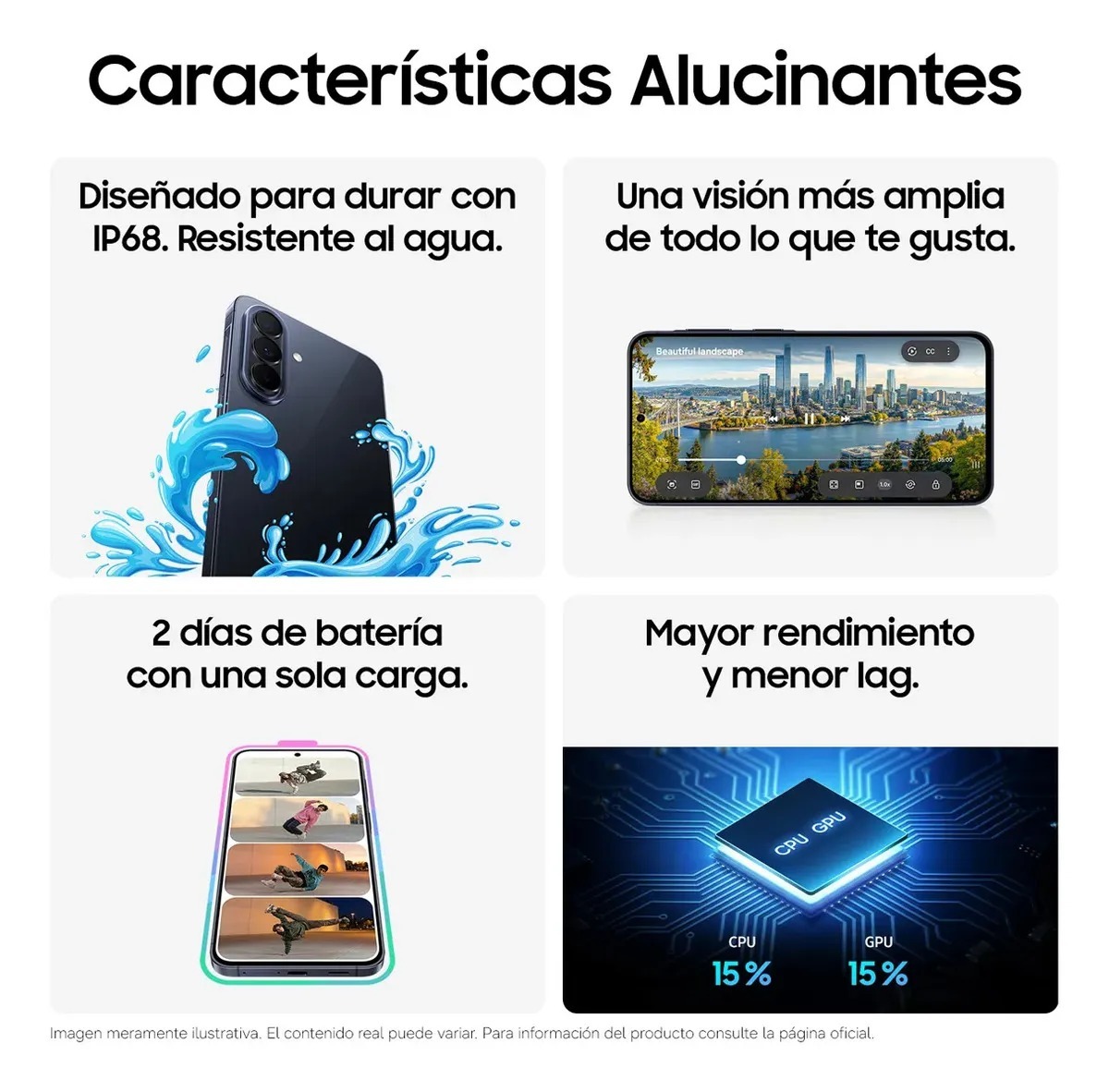 eléfono celular Samsung Galaxy A57 5G 256gb, 8gb Ram, características Ai gris oscuro