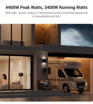 Generador Inverter 4000/4400W a Gasolina – Portátil, Bajo Ruido, Modo ECO, Ideal para Casa, RV y Emergencias