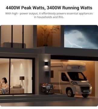 Generador Inverter 4000/4400W a Gasolina – Portátil, Bajo Ruido, Modo ECO, Ideal para Casa, RV y Emergencias