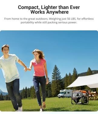 Generador Inverter 4000/4400W a Gasolina – Portátil, Bajo Ruido, Modo ECO, Ideal para Casa, RV y Emergencias