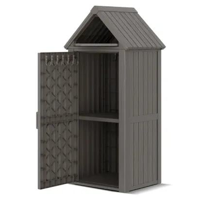 Armario de almacenamiento para exteriores, armario de limpieza, armario para herramientas, resistente a la lluvia y al agua, resistente al sol para patios y jardines en EE. UU., cuarto de herramientas de jardín, caja de almacenamiento para el patio traser