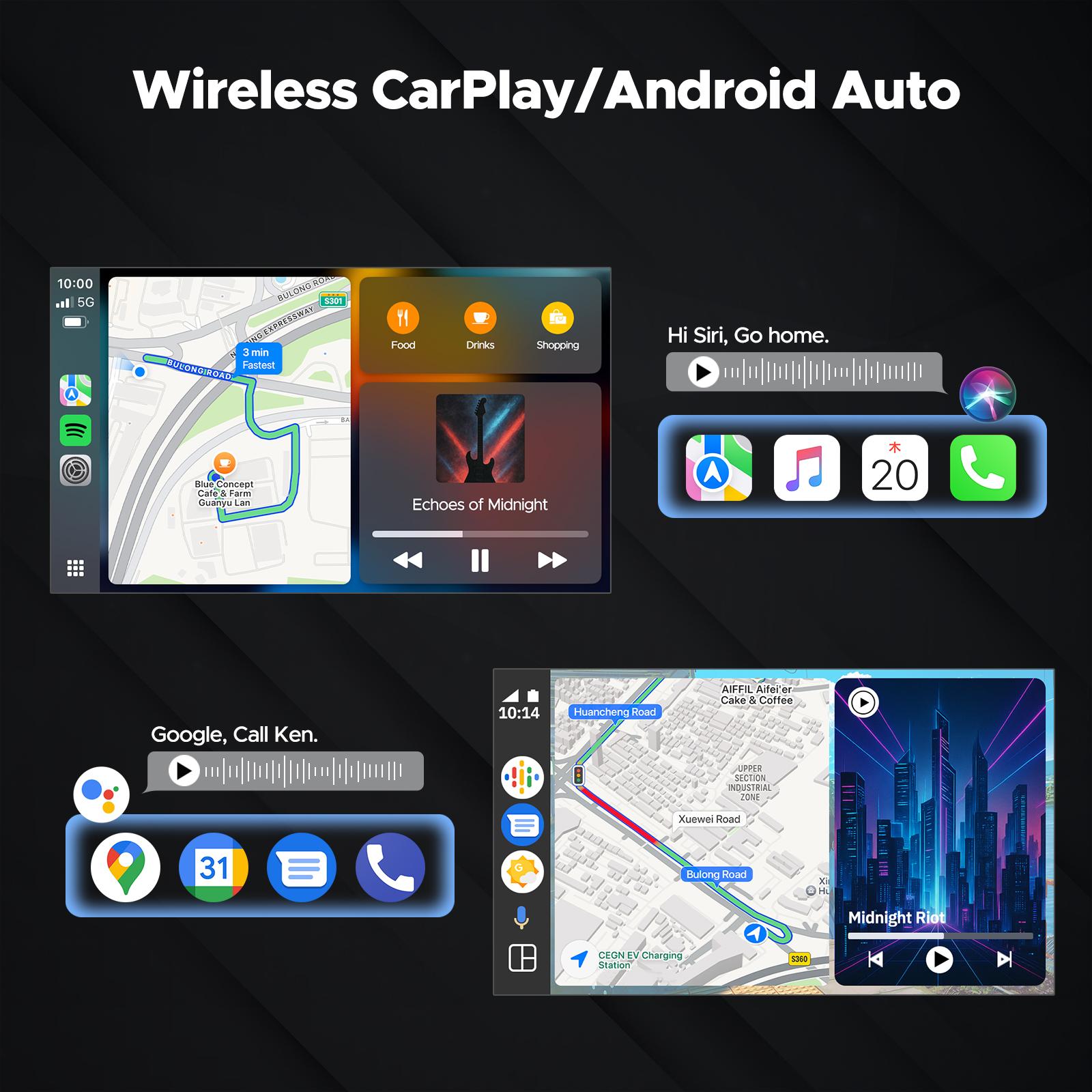 Pantalla inalámbrica CarPlay de 9" para vehículos antiguos – Con Netflix, YouTube y TikTok integrados, incluye kit de cámara de marcha atrás 720P; no requiere modificaciones en el vehículo y es compatible con automóviles, camiones y SUV de 12-24V.