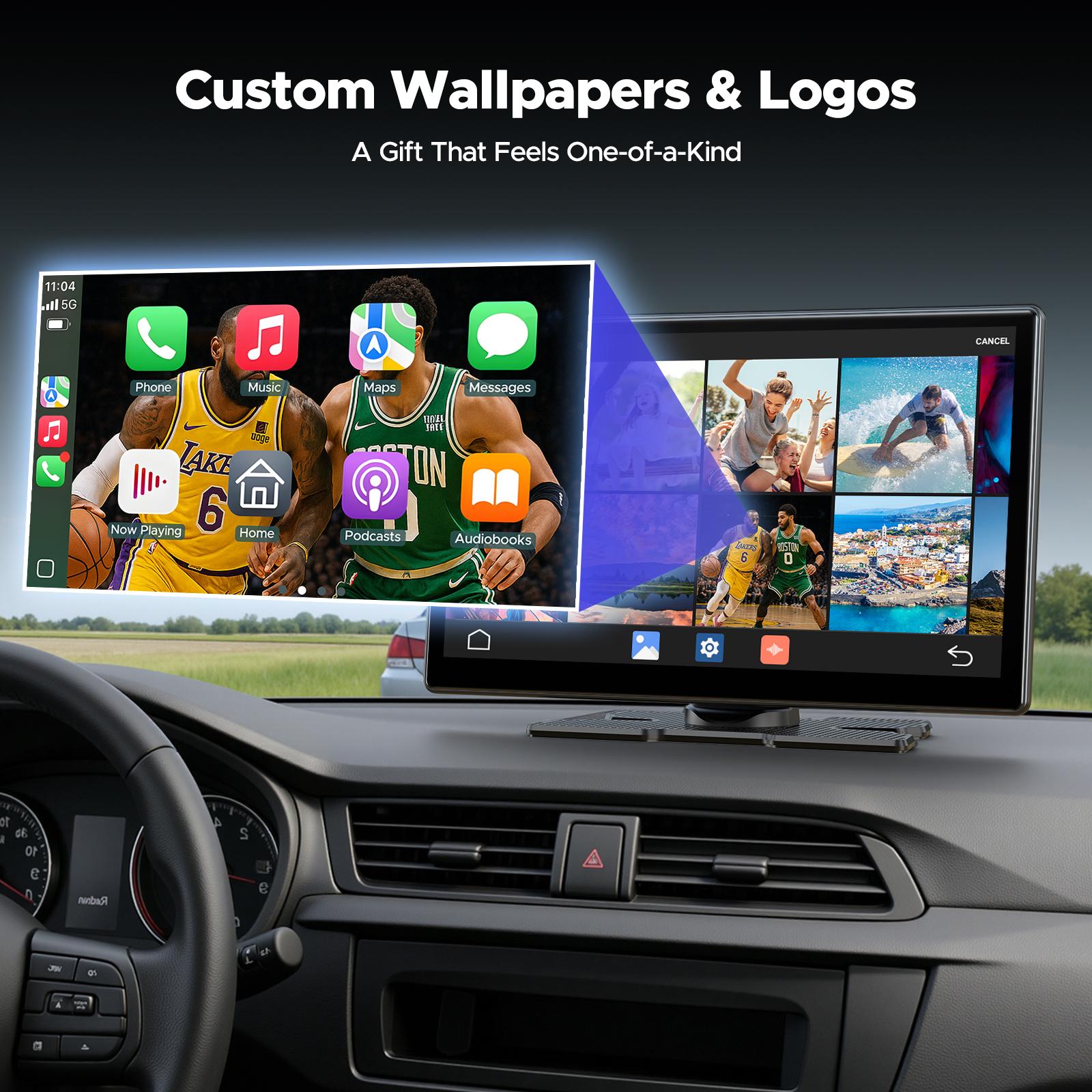 Pantalla inalámbrica CarPlay de 9" para vehículos antiguos – Con Netflix, YouTube y TikTok integrados, incluye kit de cámara de marcha atrás 720P; no requiere modificaciones en el vehículo y es compatible con automóviles, camiones y SUV de 12-24V.