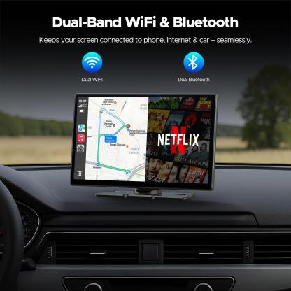 Pantalla inalámbrica CarPlay de 9" para vehículos antiguos – Con Netflix, YouTube y TikTok integrados, incluye kit de cámara de marcha atrás 720P; no requiere modificaciones en el vehículo y es compatible con automóviles, camiones y SUV de 12-24V.