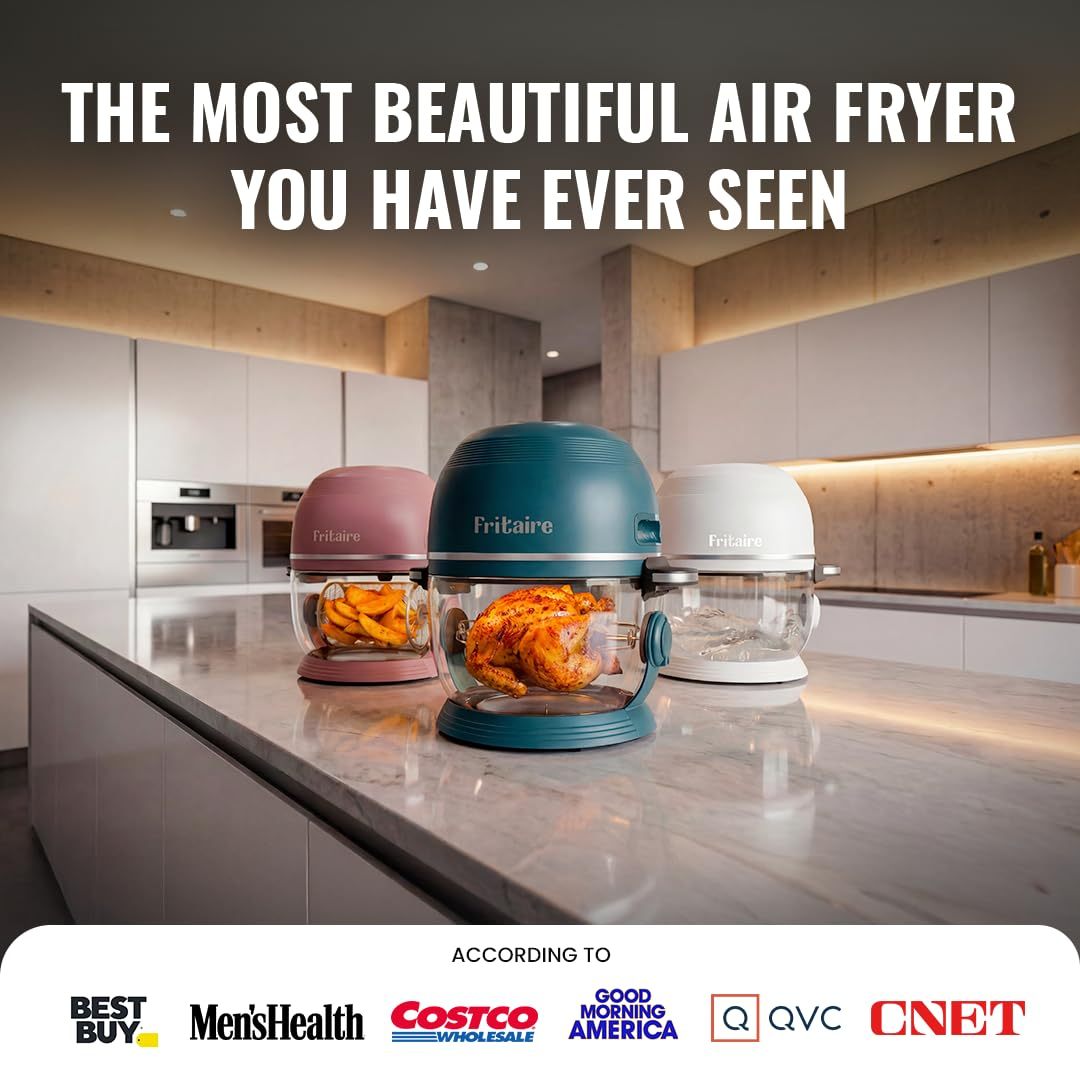 Non Toxic Air Fryer Pro | Freidora de aire de vidrio 9 en 1 | Autolimpiante | 5 cuartos | Asador y vaso | Vórtice de 400 F para cocinar uniformemente, sin teflón, recrisp, asado, hornear, rosa malva