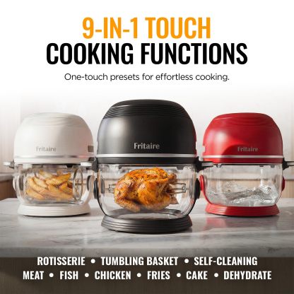 Non Toxic Air Fryer Pro | Freidora de aire de vidrio 9 en 1 | Autolimpiante | 5 cuartos | Asador y vaso | Vórtice de 400 F para cocinar uniformemente, sin teflón, recrisp, asado, hornear, rosa malva