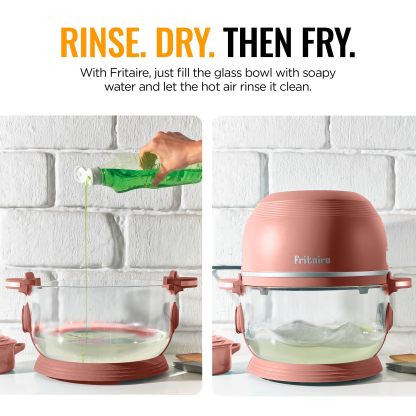 Non Toxic Air Fryer Pro | Freidora de aire de vidrio 9 en 1 | Autolimpiante | 5 cuartos | Asador y vaso | Vórtice de 400 F para cocinar uniformemente, sin teflón, recrisp, asado, hornear, rosa malva