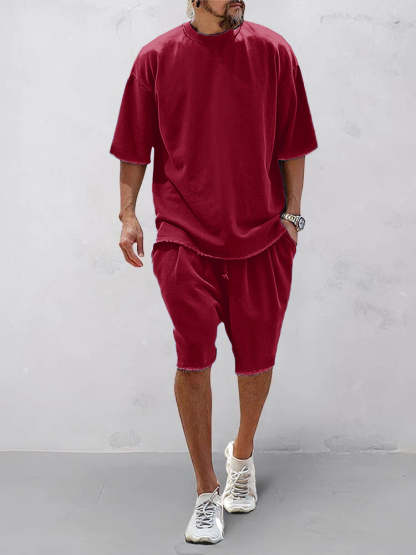 Casual Loose Fit Solid Sports Sets