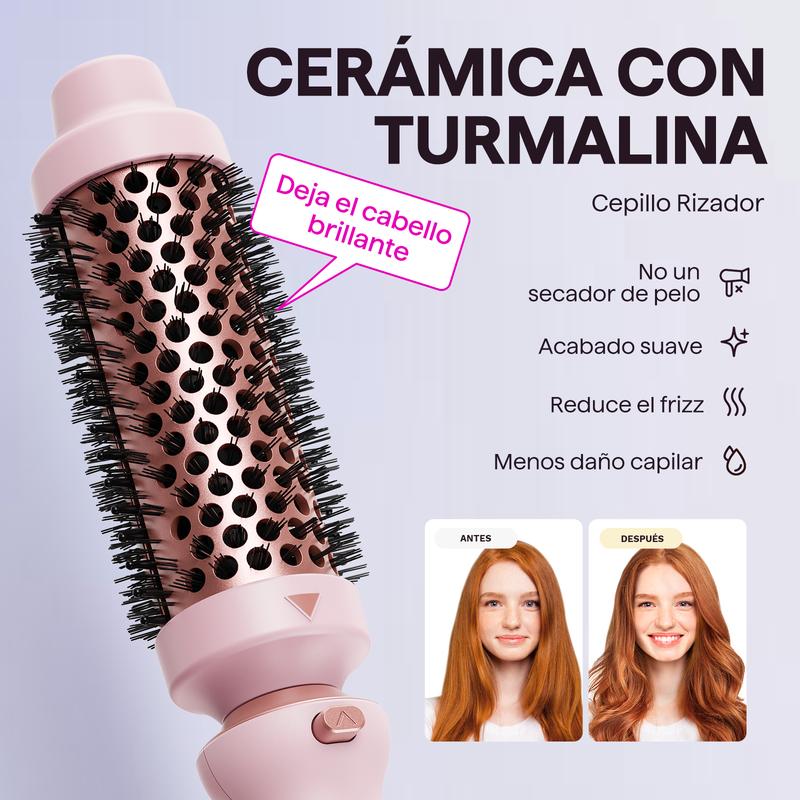 Wavytalk Multi Curl, 5 en 1 Ceramic Curling Wand, rizador de pelo de calentamiento rápido de 1/2 a 1 1/2 pulgadas y cepillo térmico, rizador de pelo de doble voltaje