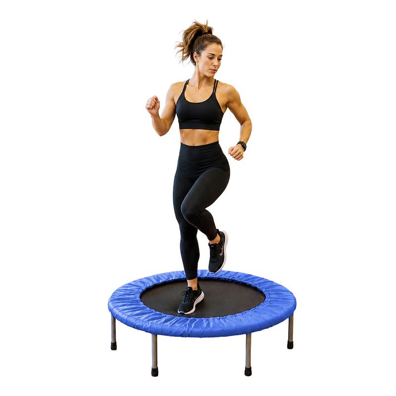 Trampolín para ejercicio compacto y ligero en casa con 24 resortes, diámetro 93 cm, brincolín fitness para adultos ideal para gimnasio y hogar.