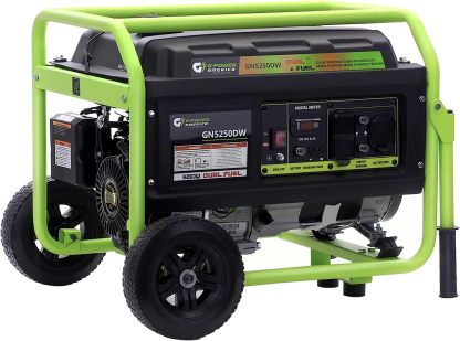 Green-Power America GN5250DW generador de Combustible Dual con propano y Gasolina de 5250 vatios, Color Verde