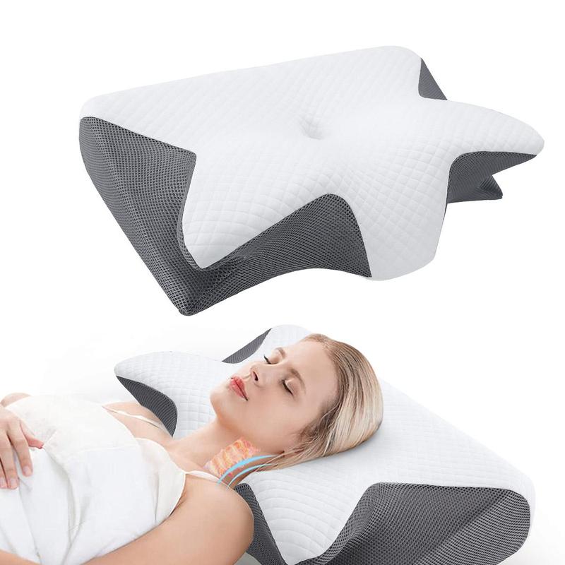 Almohada suave de espuma viscoelástica para el cuello, 1 unidad; almohada cómoda con soporte para el cuello y cojín de descanso para dormir; diseño de espuma viscoelástica que ofrece soporte. #TOP PICKS