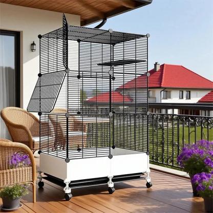 Jaula Móvil para Aves, Jaula para Loros y Canarios con Accesorios Completos, con Ruedas y Base Elevada para Fácil Limpieza