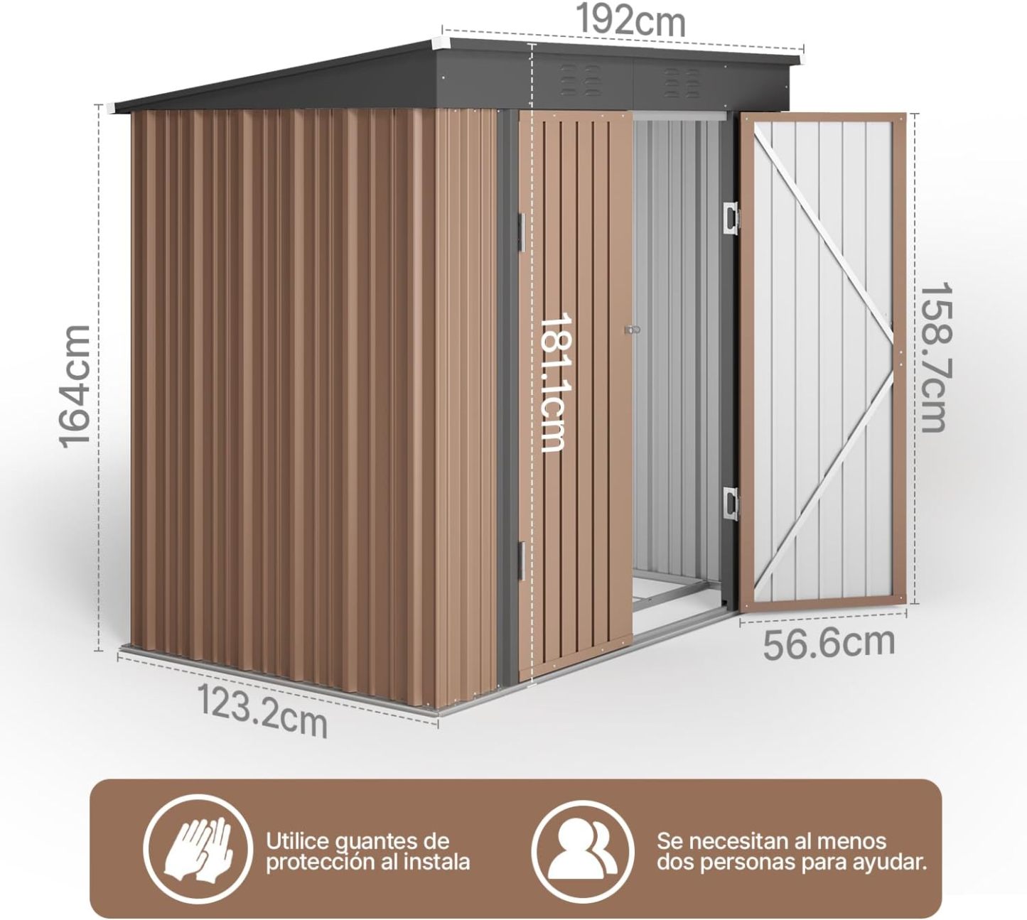 BRO A SIS Caseta de jardín metálica, 2 Puertas con Cerradura, ventilada, para Guardar Herramientas y Suministros. (Verde)