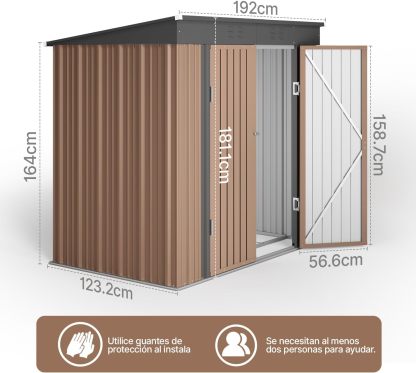 BRO A SIS Caseta de jardín metálica, 2 Puertas con Cerradura, ventilada, para Guardar Herramientas y Suministros. (Verde)