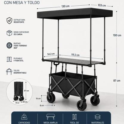 Carrito Multiusos Plegable con Toldo