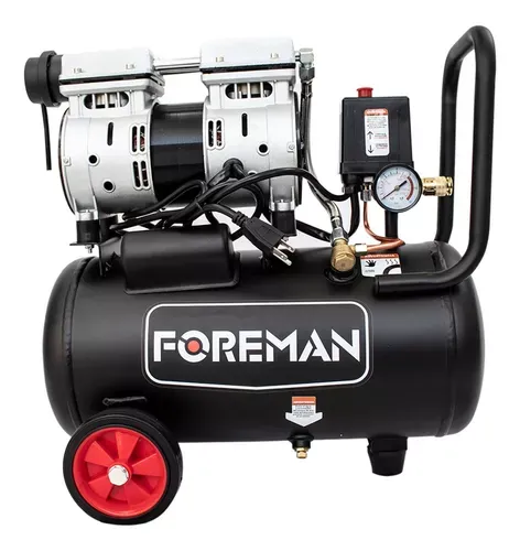 Compresor Libre De Aceite Silencioso 1hp 24l 110v Fase Eléctrica Monofásica Frecuencia 60 Foreman Color Negro