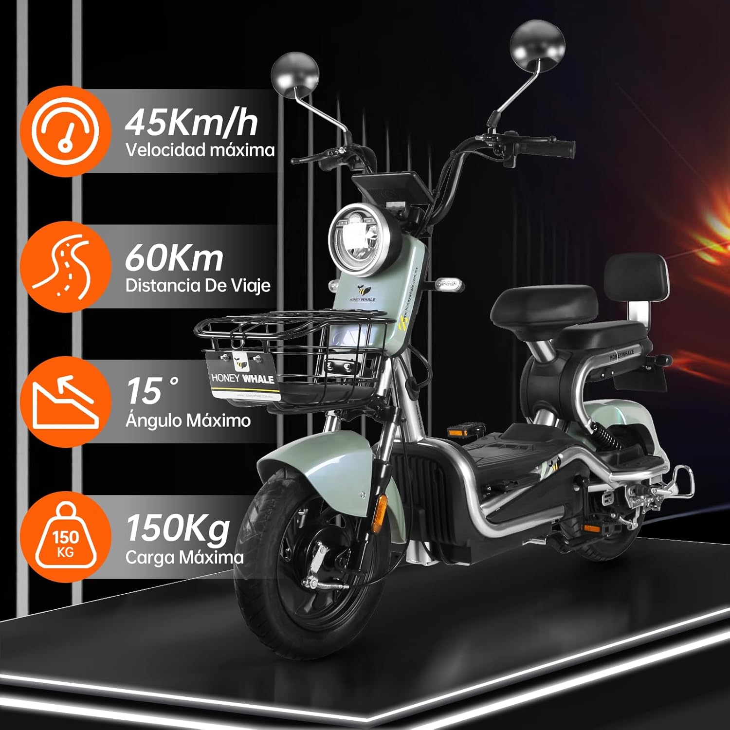 HONEYWHALE KC-Cool Bicicleta Electrica para Adultos, Bicimoto Eléctrica con Alarma, Máxima del Motor 700W, Velocidad Máxima 45KM/H, Autonomía 55-60KM, Baterías de Gran Capacidad 20AH