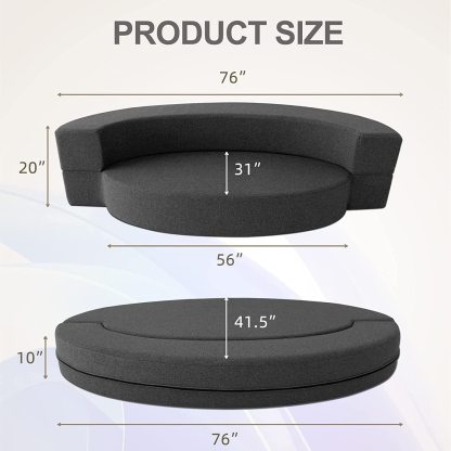 Nigoone - Sofá plegable tamaño Queen de espuma viscoelástica con 2 almohadas, sillón perezoso, triple futón, camas convertibles, funda lavable, gris oscuro
