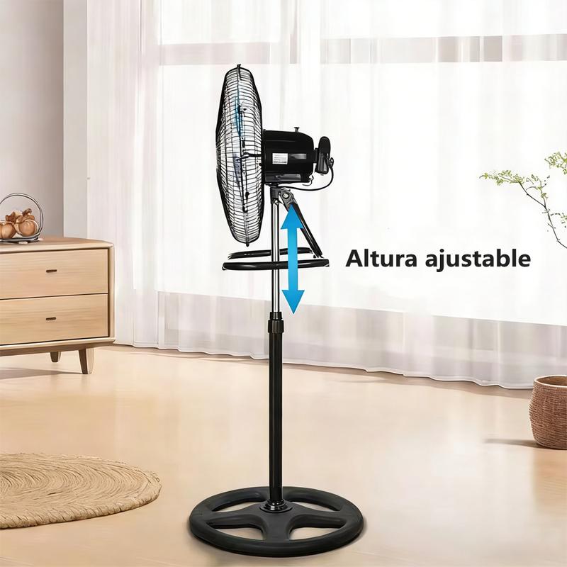 Ventilador de Pie 3 en 1 18\" con Oscilación 180°, 3 Velocidades, Motor Silencioso, Rejilla de Protección, Base Ajustable y Estable para Interior, Ahorrador de Energía, Control Mecánico, Ideal para Casa, Dormitorio y Oficina