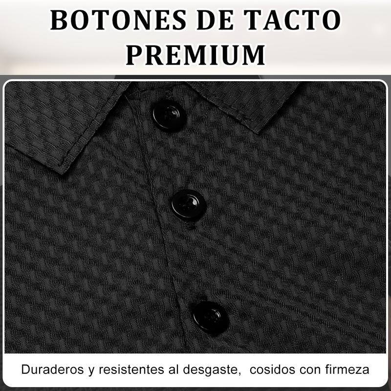 Polo Hombre de Waffle Hilo de Hielo Clásico Minimalista Ligero y Fresco Mantiene Forma Erguida para Uso Diario