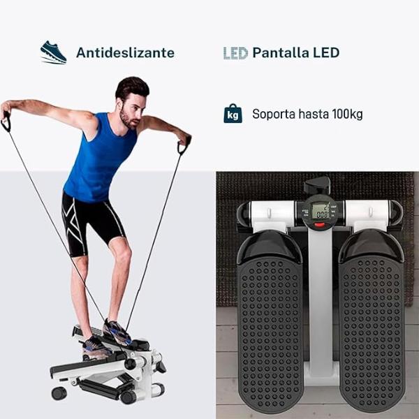 Bluelander Mini Escaladora Fitness con Monitor LCD y Bandas de Resistencia Removibles para Ejercicio en Casa