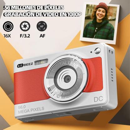 Kitbeez Cámara CCD retro  KC-2: 56 MP, video 4K, zoom 8X, 32 GB de memoria incluida