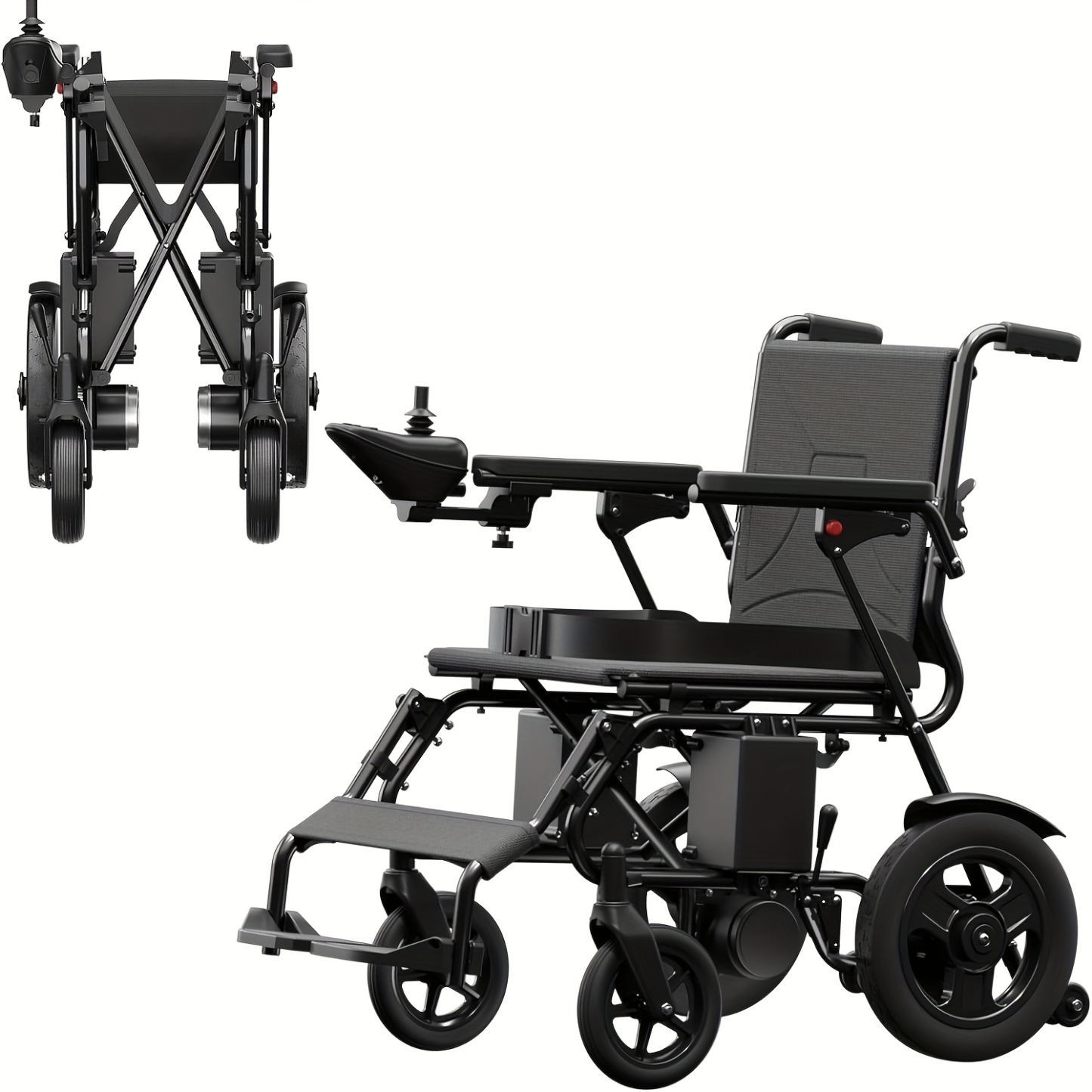 Silla de Ruedas Eléctrica para Adultos 25KG 500W con Motores Dobles, Plegable y Ligera, Silla de Ruedas Motorizada para Personas Mayores con Soporte de 120KG, Silla de Ruedas Todo Terreno, Negra