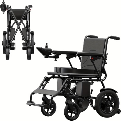 Silla de Ruedas Eléctrica para Adultos 25KG 500W con Motores Dobles, Plegable y Ligera, Silla de Ruedas Motorizada para Personas Mayores con Soporte de 120KG, Silla de Ruedas Todo Terreno, Negra