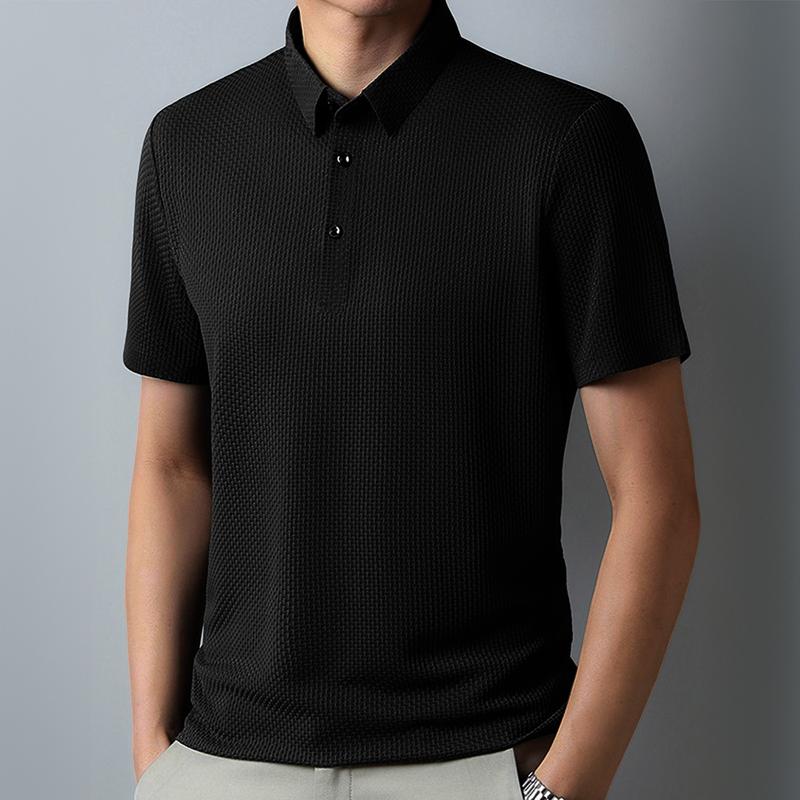 Polo Hombre de Waffle Hilo de Hielo Clásico Minimalista Ligero y Fresco Mantiene Forma Erguida para Uso Diario