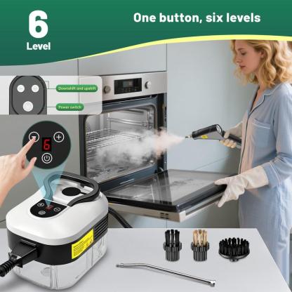 Limpiador de vapor portátil de mano con 10 accesorios, niveles ajustables, calentamiento rápido, ideal para cocina, baño, azulejos y limpieza de autos.
