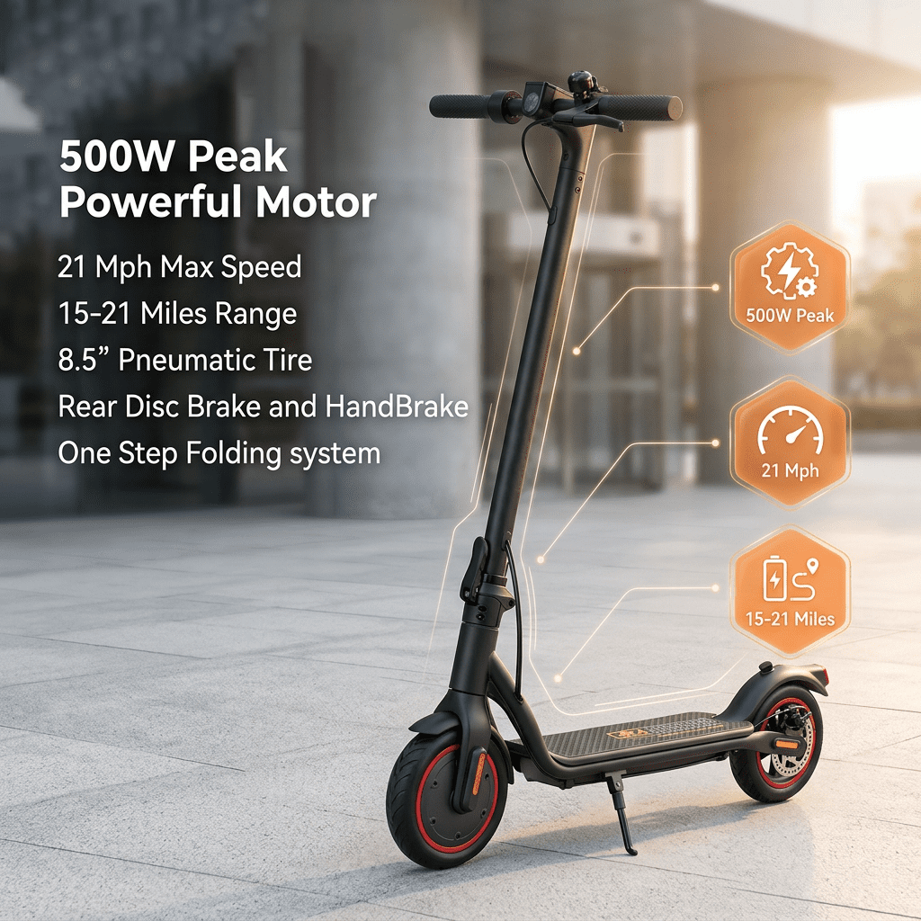 Patinete eléctrico para adultos, autonomía de 30 km, velocidad máxima de 34 km/h, patinete eléctrico urbano con control de crucero, sistema de frenado dual, patinete eléctrico de 500 W para adultos y adolescentes.