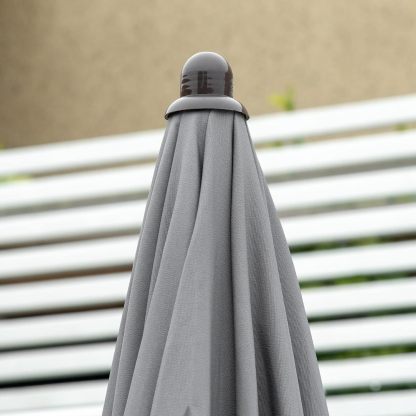 Outsunny - Juego de comedor de 6 piezas para 4 con paraguas, mesa y sillas al aire última intervensión con 4 sillas de comedor plegables y mesa redonda de vidrio para jardín, patio trasero y piscina