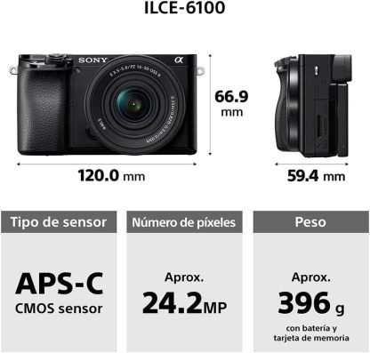 Sony Cámara Alpha 6400 APS-C con Nuevo Lente Zoom 16-50mm Versión 2 con autoenfoque más rápido, Ligero y silencioso