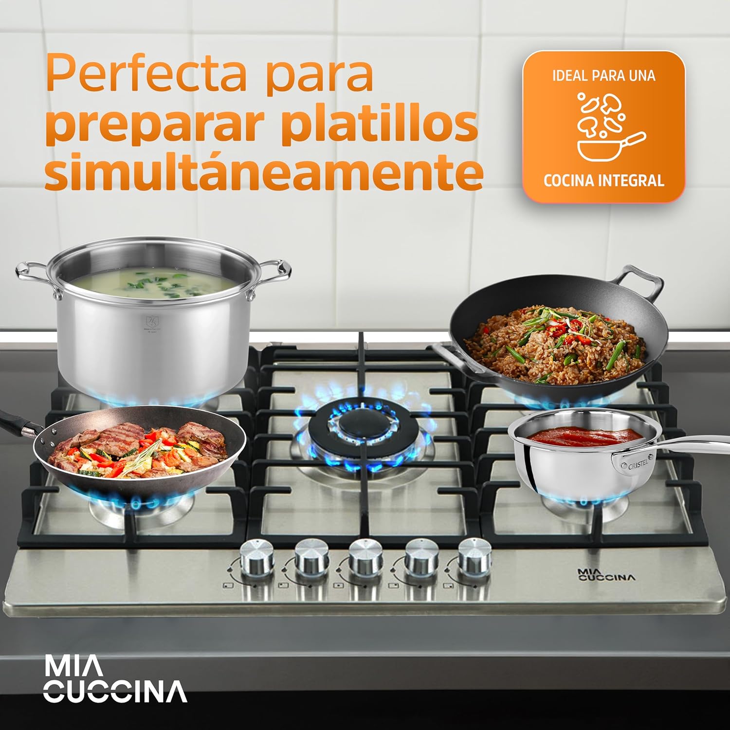 [Copy]Parrilla de Gas - Estufa Empotrable - Natural o LP | Estufa 5 Quemadores - Ideal para tu Hogar | Parrilla de Gas 5 Quemadores de Acero Inoxidable | Perfecta para Cocina Integral | MIA CUCCINA 63x53