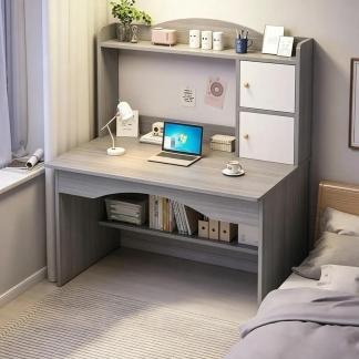 Escritorio Para Computadora Heaimo 100x48x120cm Con Librero Integrado Y Gabinetes De Almacenamiento Mesa De Oficina Home Office Escritorio De Estudio Con Estantes Organizadores Multifuncional Gris