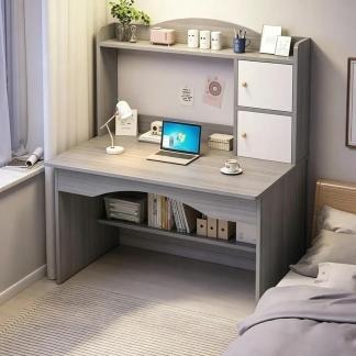 Escritorio Para Computadora Heaimo 100x48x120cm Con Librero Integrado Y Gabinetes De Almacenamiento Mesa De Oficina Home Office Escritorio De Estudio Con Estantes Organizadores Multifuncional Gris
