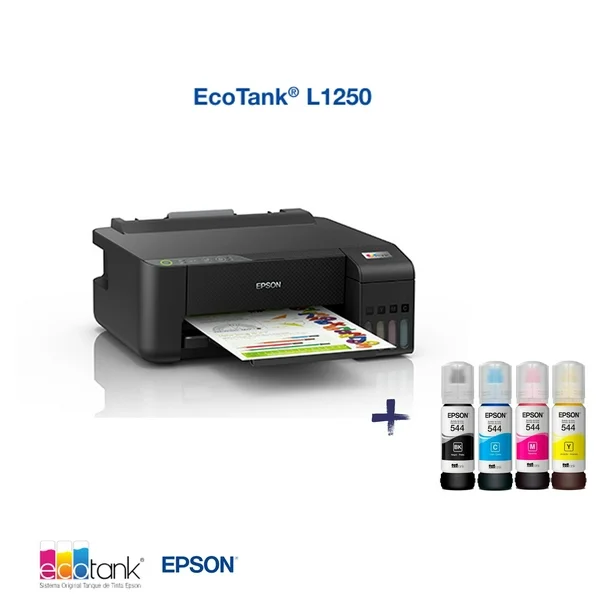 Impresora EPSON L1250 Epson Ecotank Tinta Continua y Kit de 4 tintas T544