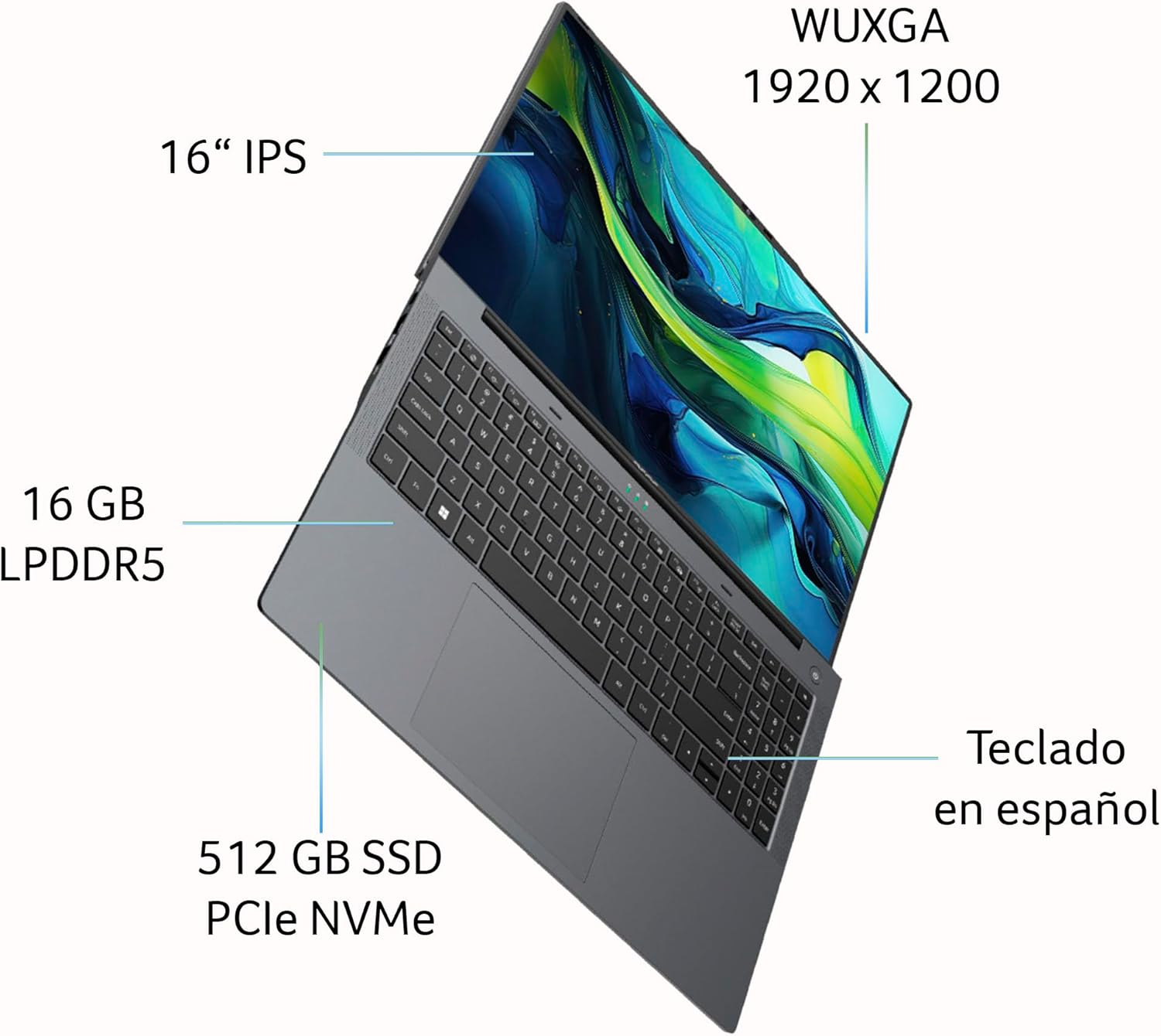 acer Laptop Aspire Lite 16" WUXGA Core i7 12va 10 Núcleos | Panel IPS | 16GB RAM | 512GB SSD | Intel HD Graphics | Garantia en México