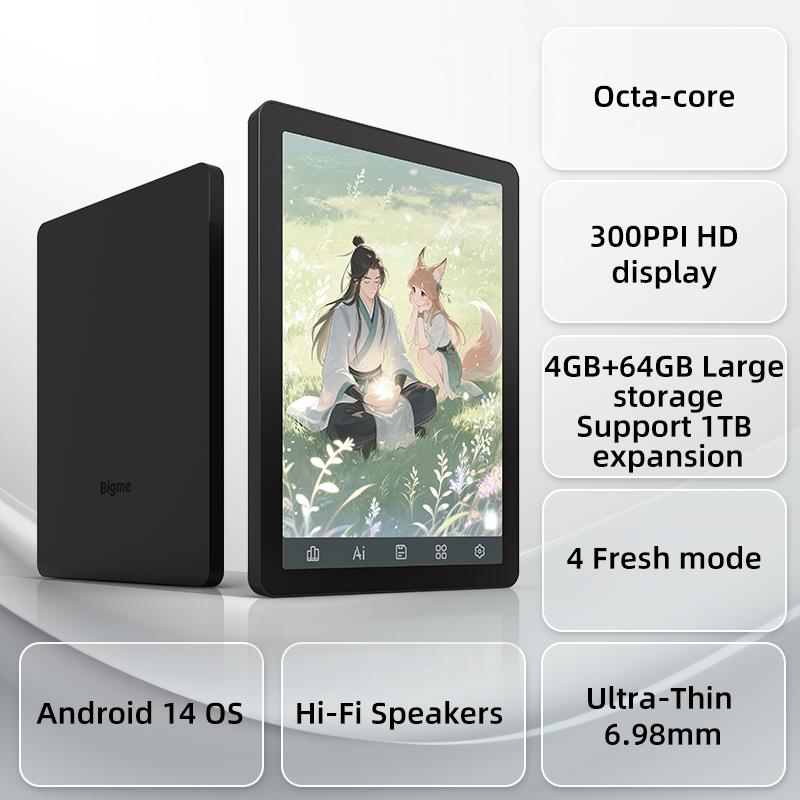 Bigme B6 Color eReader, 6 "Color Eink, libro electrónico, Android 14 Google Play (aplicación de terceros), Eyefrientonces, Kaleido 3, sin deslumbramiento, sin luz azul, sin fatiga visual, para libreros, booktok, similar al papel, leer al sol, Audiolibro,
