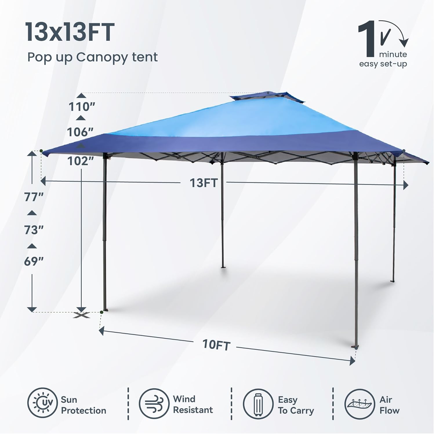 PHI VILLA - Toldo parasol con bloqueo UV de 4 x 4 m con kits de herramientas, pantalla de cenador para patio al aire libre, eventos de jardín, marrón-Clavijas de tierra para tienda de campaña al aire libre, clavijas para campamento con dosel