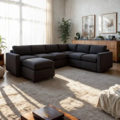 Sala Seccional Modular Esquinera 6 Plazas + Otoman | Moderna