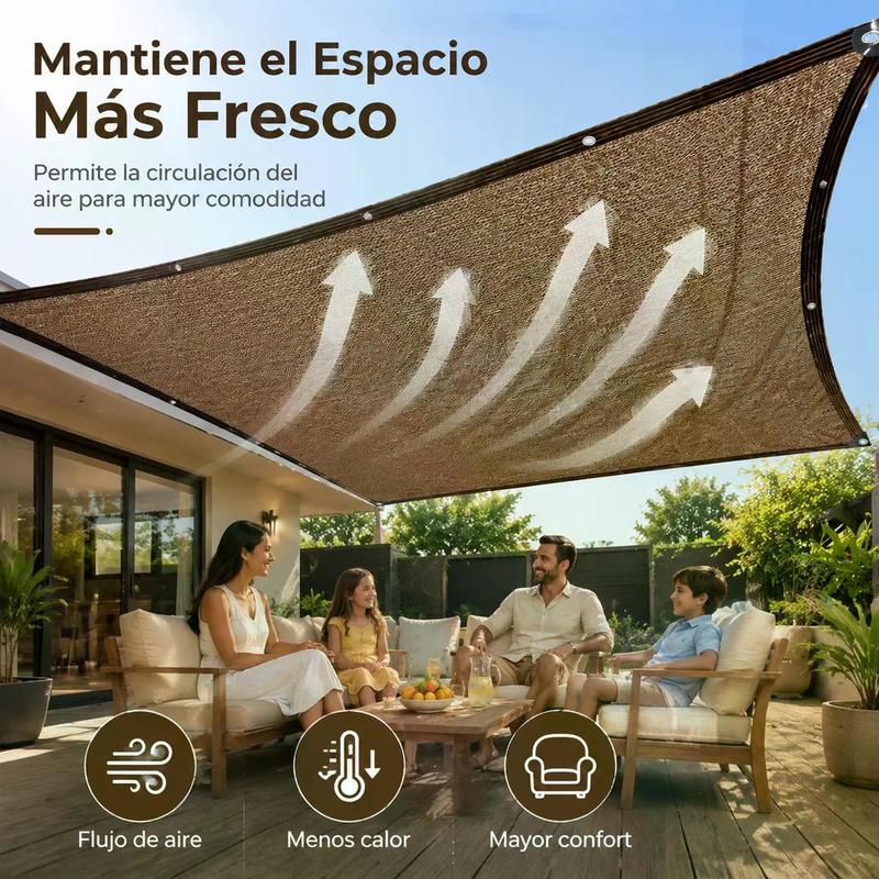 Malla Sombra Para Jardin 6x4 Metros Con Cuerda De 10 Metros + 4 Hebilla, 95 % De Bloqueo De La Luz Protección Uv Antiviento Y Impermeable Apto Para Uso En Exteriores, Patios Y Cocheras Beige