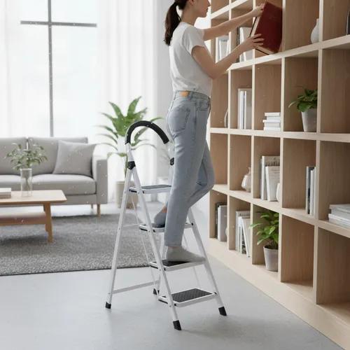 Escalera De Acero Tubular Tipo Tijera Plegable 4 Escalones