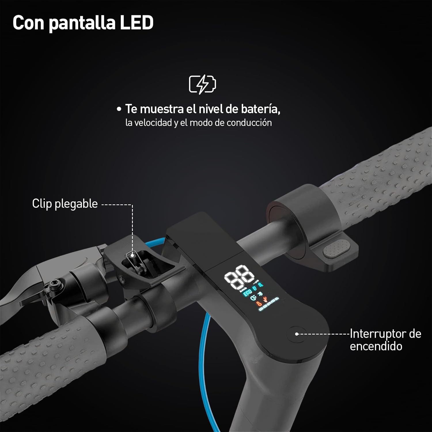 Bluelander Scooter E9 MAX Eléctrico Plegable para Adultos, Velocidad 35 km/h, Autonomía 40-45 km, Motor Sin Escobillas 960W, Scooter Adulto, Control por App Bluetooth, Scooter