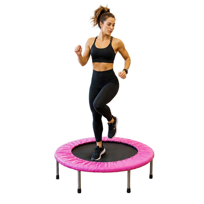 Trampolín para ejercicio compacto y ligero en casa con 24 resortes, diámetro 93 cm, brincolín fitness para adultos ideal para gimnasio y hogar.