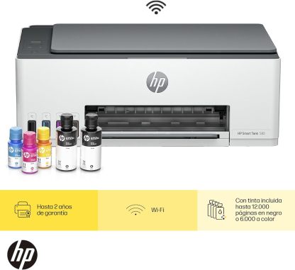 HP Impresora Multifuncional Smart Tank 580, Tinta Continua, Color, Wi-Fi, Dúplex (Doble Cara) Manual, Impresión Desde Smart App, 2 años de Garantía (1F3Y2A)
