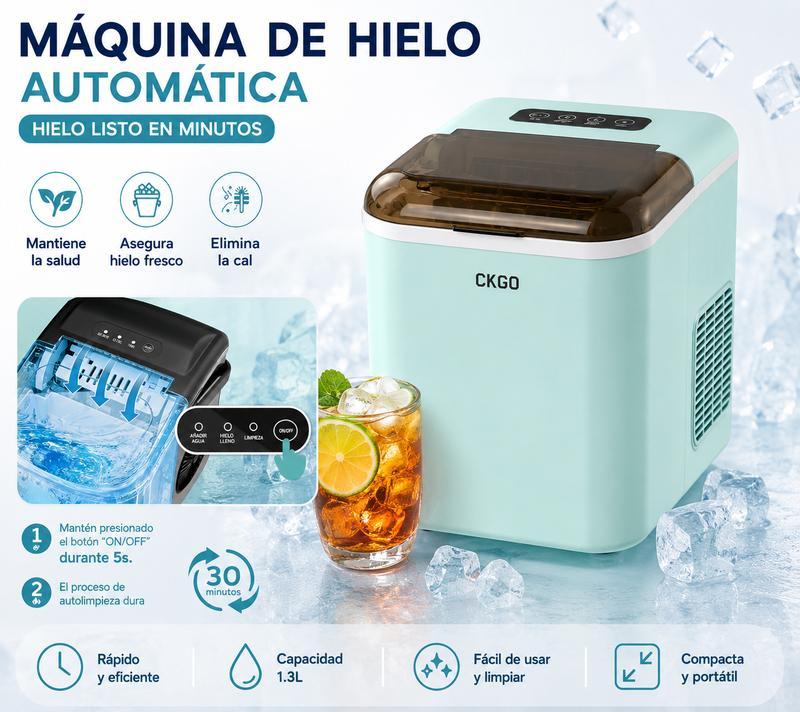 CKGO-i5 Máquina de Hielo Inteligente Hielo Rápido en Minutos Portátil y Compacta